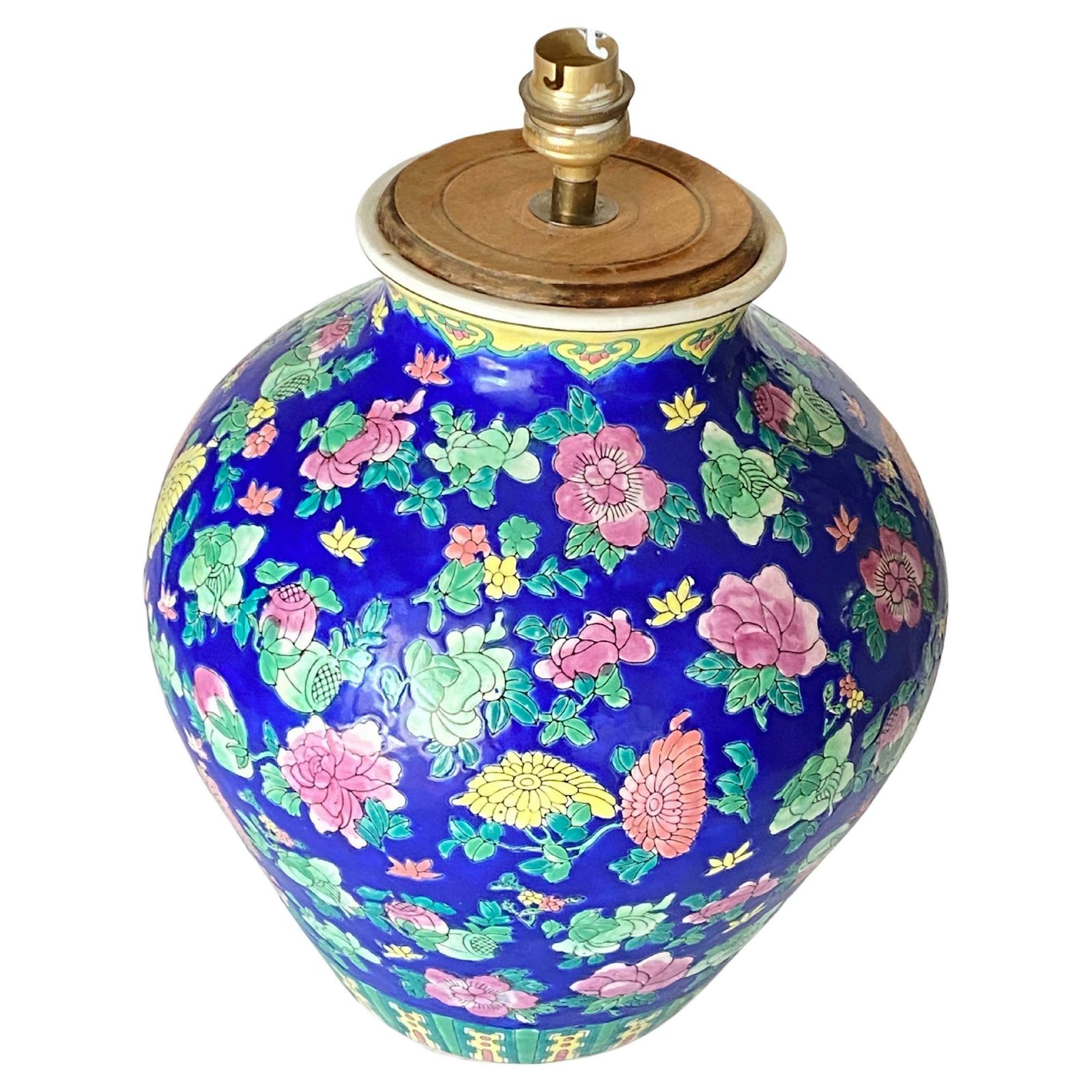 Table Lamp, Chinese, Porcelaine, Hand Painted, In A Vase Shape, China Circa 1940 photo furniture