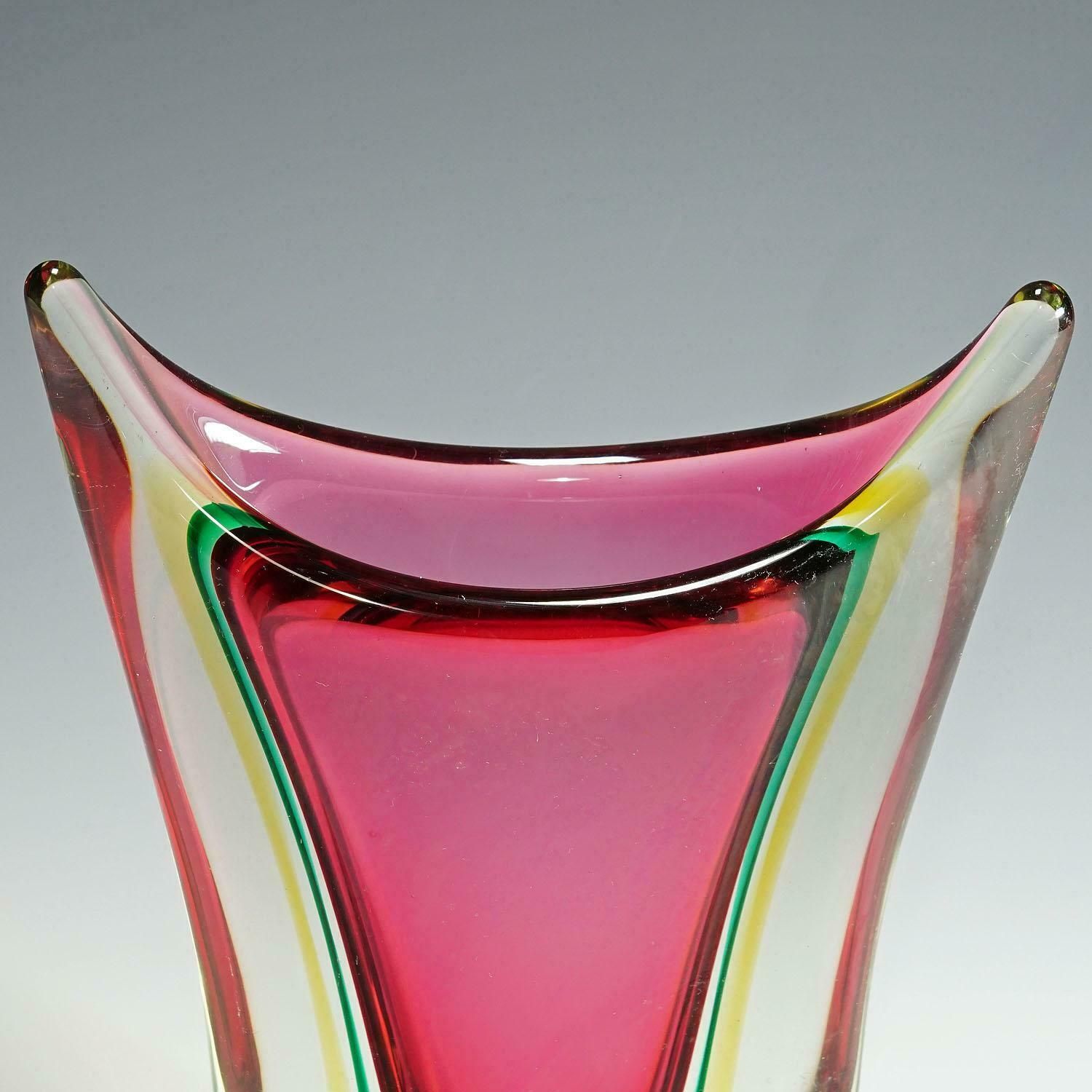 Midcentury Murano Sommerso Art Glass Vase By C.O.V.E.M 1960s photo 962.0