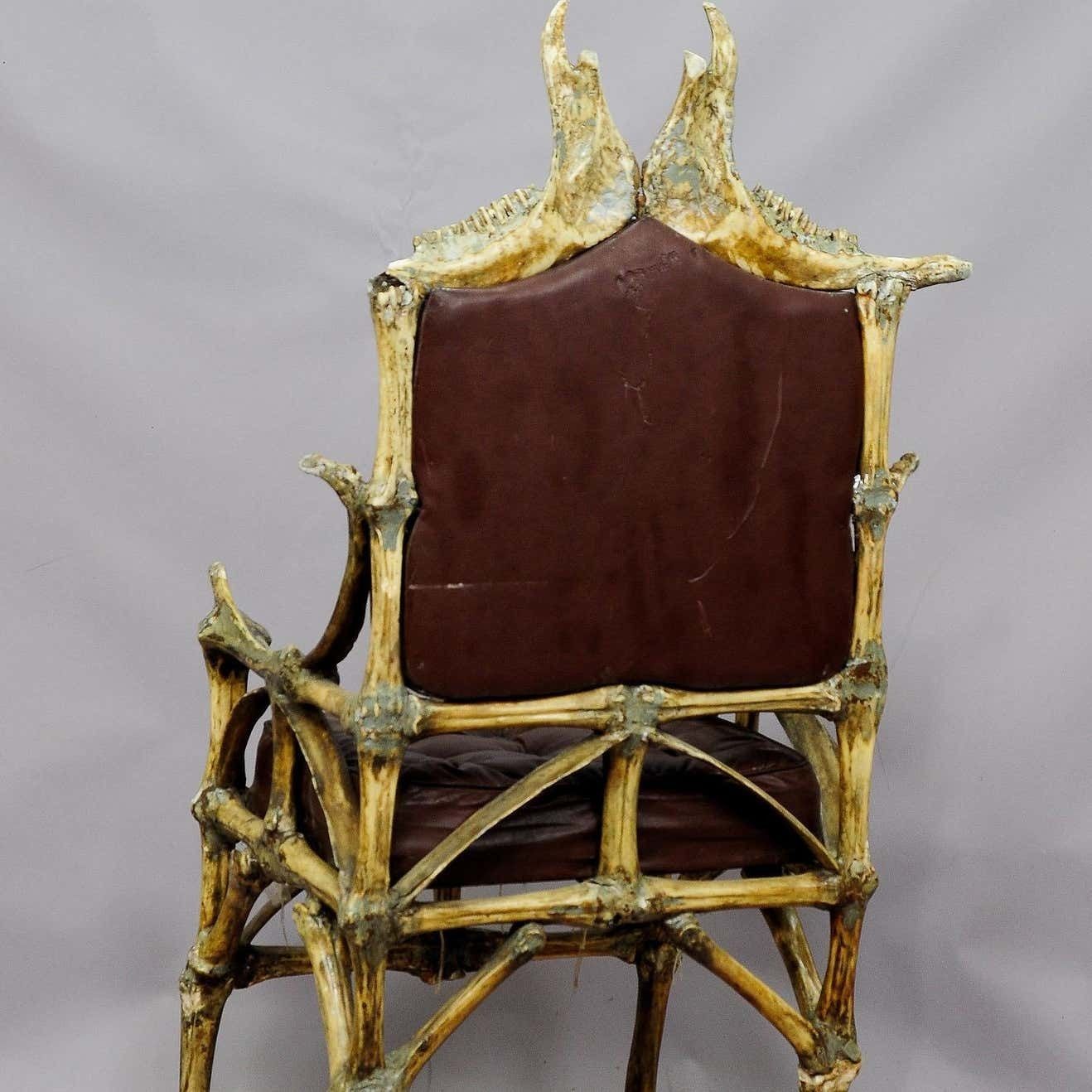 Large Wacky Bull Bone Throne Chair Circa 1930 photo Furniture
