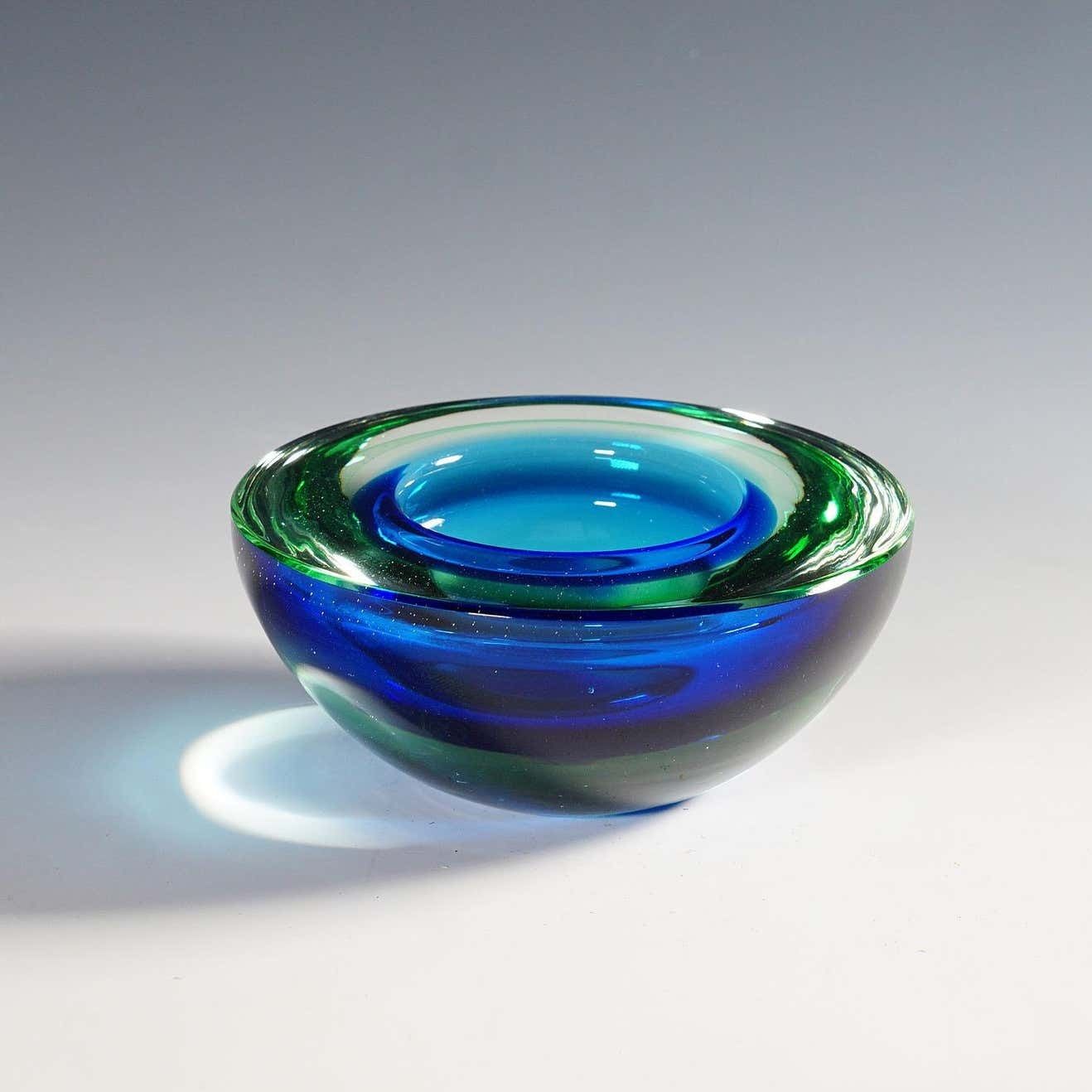 Archimede Seguso Geode Bowl In Green And Blue  Murano Italy Ca 1950s photo Home Decor