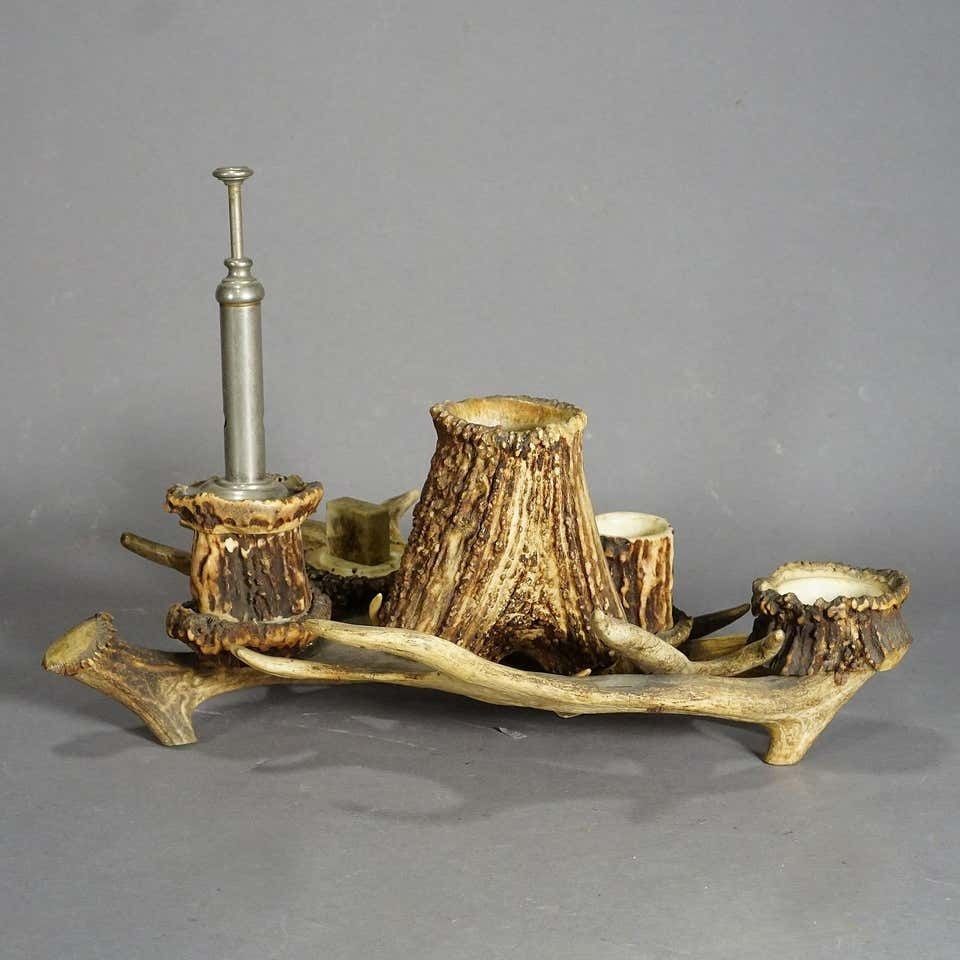 Antique Antler Smoking Desk Set, Circa 1900 photo 667.0