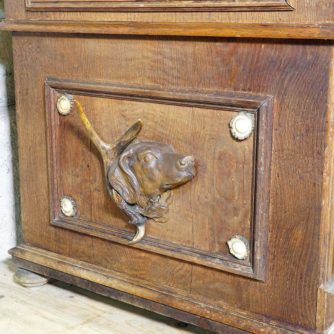 Large Oak Wood Desk With Antler Decorations By Rudolf Brix 1900 photo 9975.0