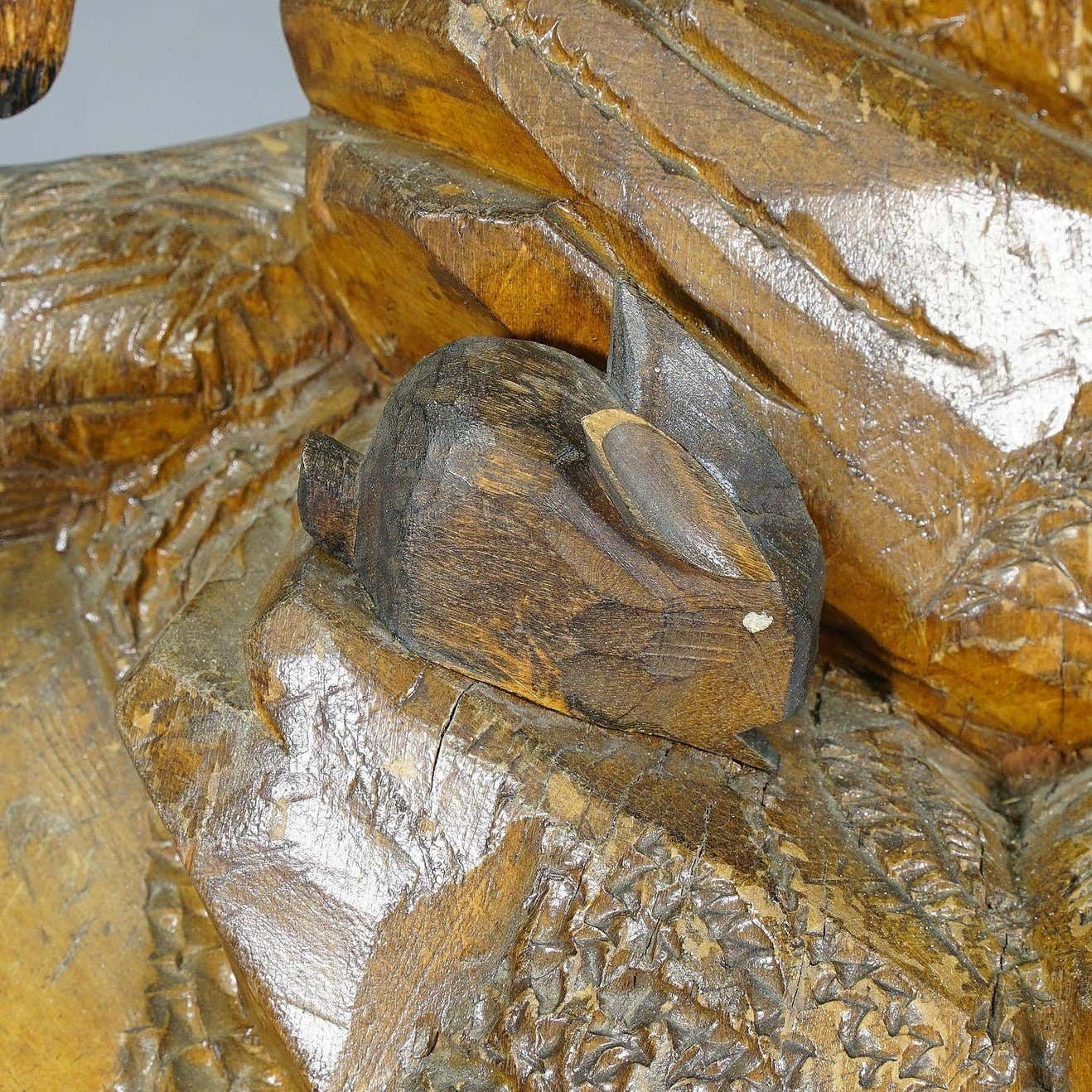 Large Black Forest Woodcarving Ibex Sculpture, Austria, Circa 1920 photo buy