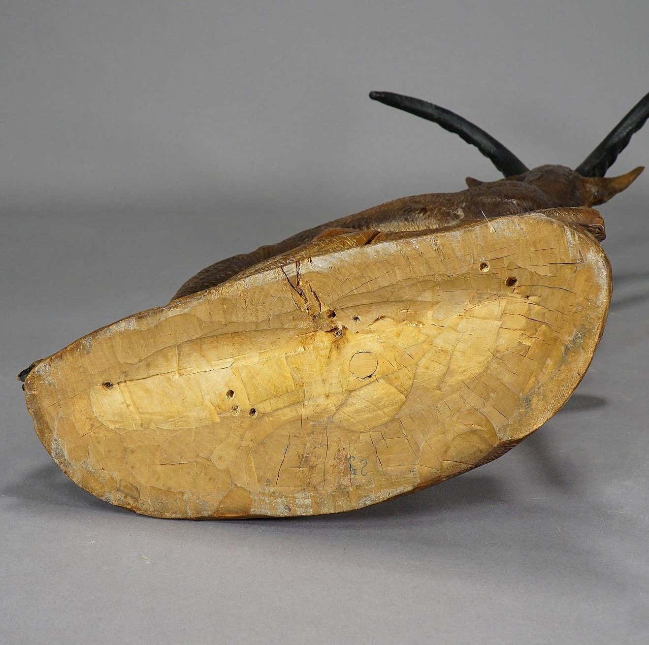 photo furniture Large Black Forest Woodcarving Ibex Sculpture, Austria, Circa 1920