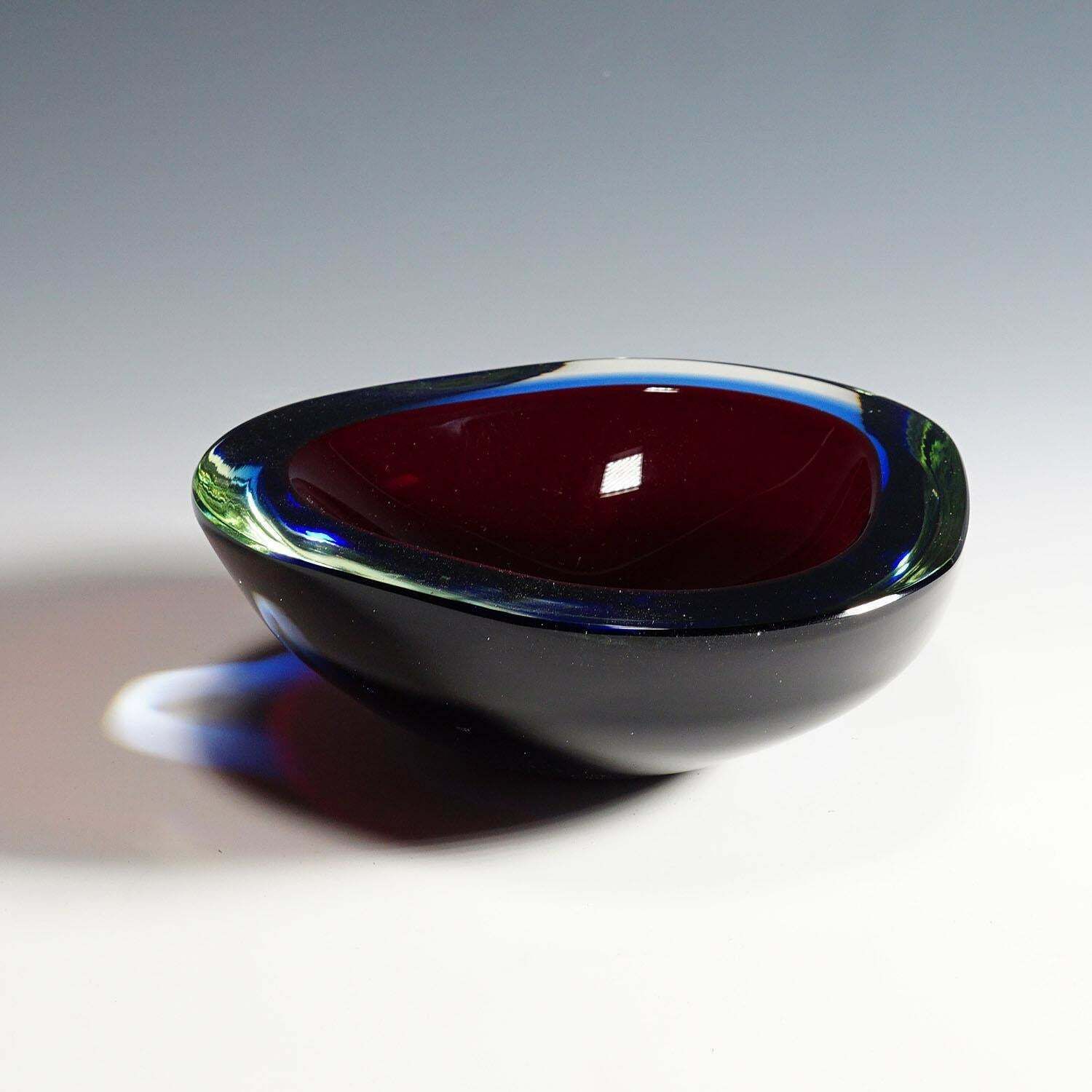 Mid Century Modern Murano Sommerso Art Glass Bowl 1960s photo for sale