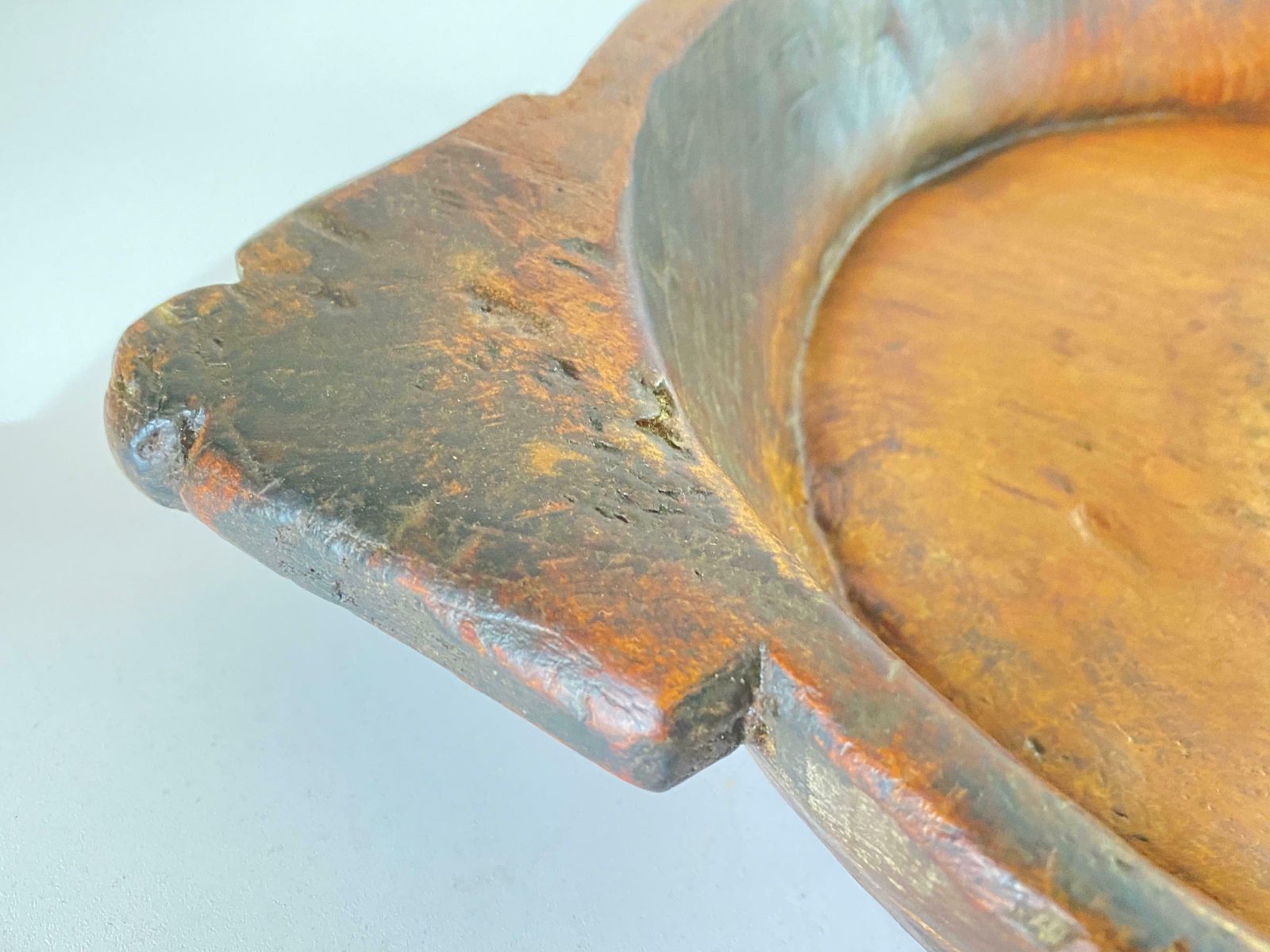 Brutalist Wood Bowl, Large, In A Brown Patina, India, 19th Century photo buy