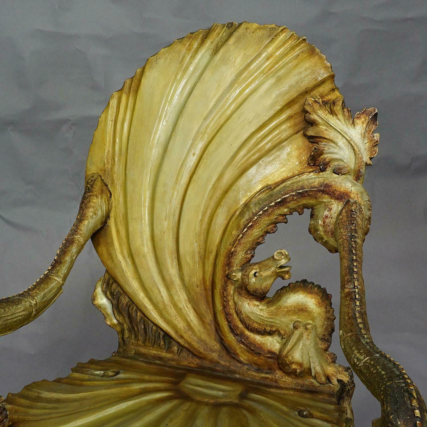 Antique Venetian Carved Grotto Rocking Chair, Ca. 1890 photo for sale