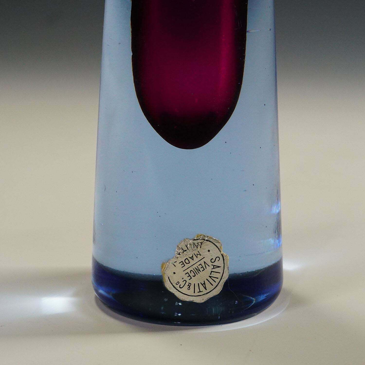 Vintage Murano Sommerso Glass Vase By Salviati & Co., Circa 1960 photo for sale