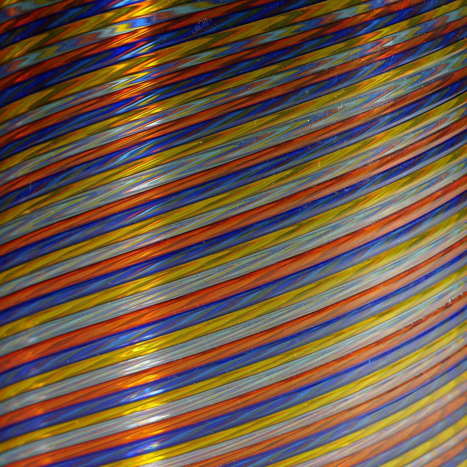 Large Cenedese Filigrana Art Glass Vase With Multicoloured Bands photo Home Decor