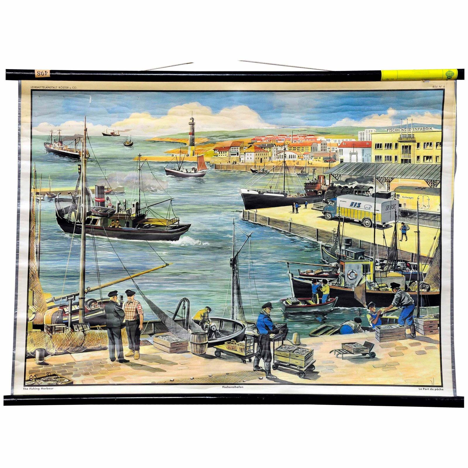 Double Sided Cottagecore Wall Chart Fishing Harbour Goods Railway Station