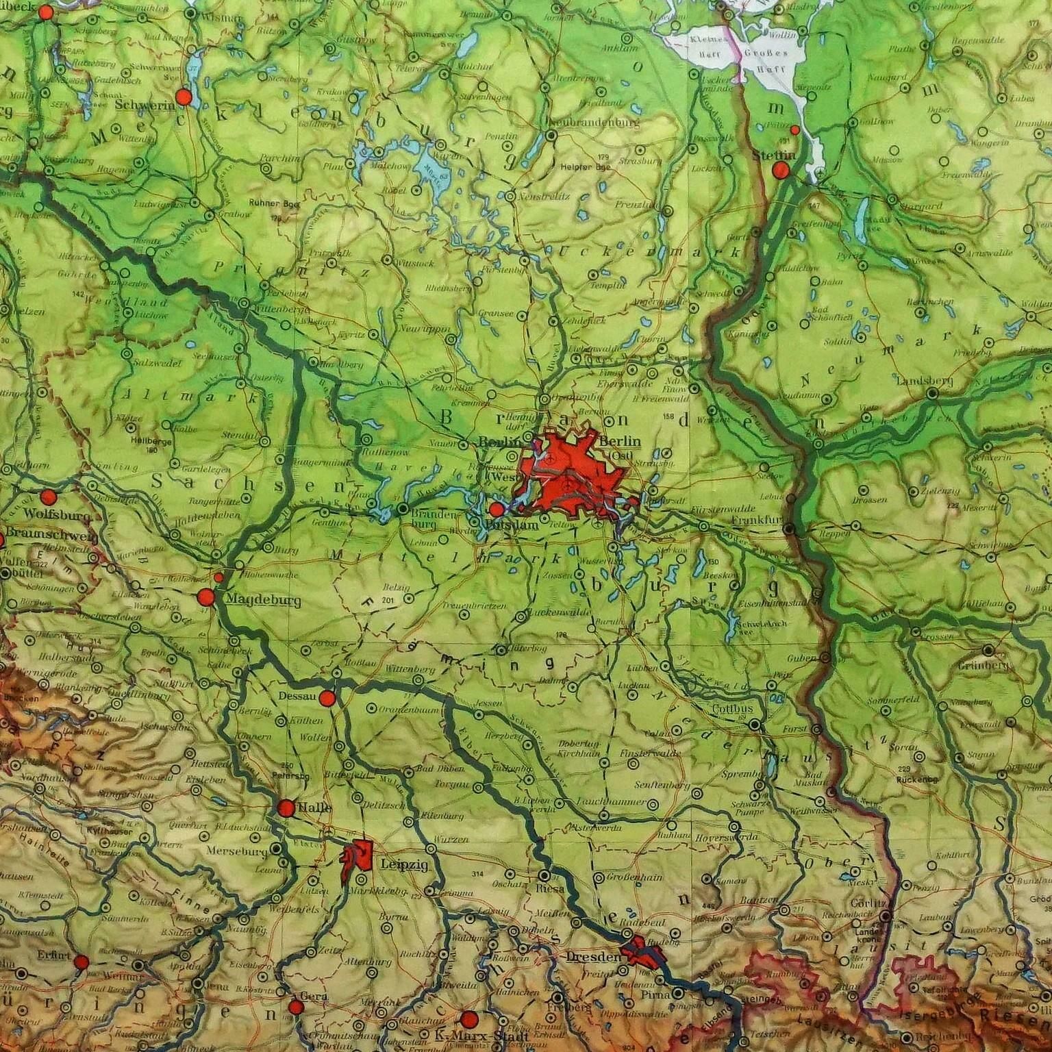 Vintage Rollable Map Northern Germany Poland Seaside Wallchart Baltic Sea photo Art