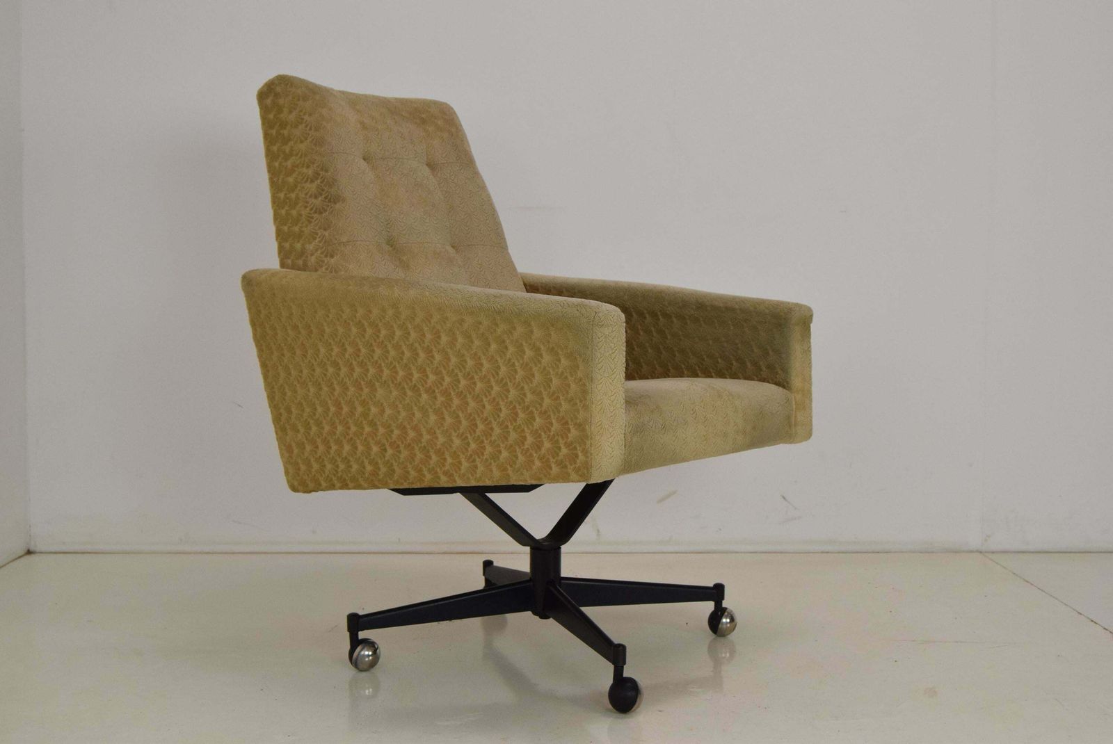 Mid Century Swivel Armchair With Wheels,1970's. photo furniture