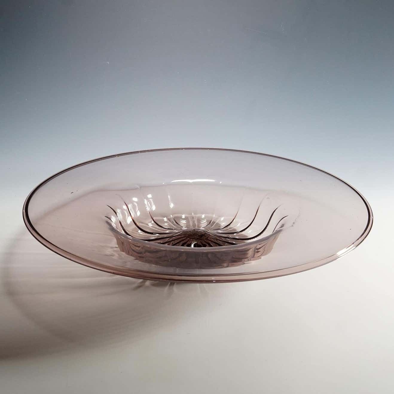 Very Large Vetro Soffiato Glass Dish By Vittorio Zecchin For Venini Murano photo for sale