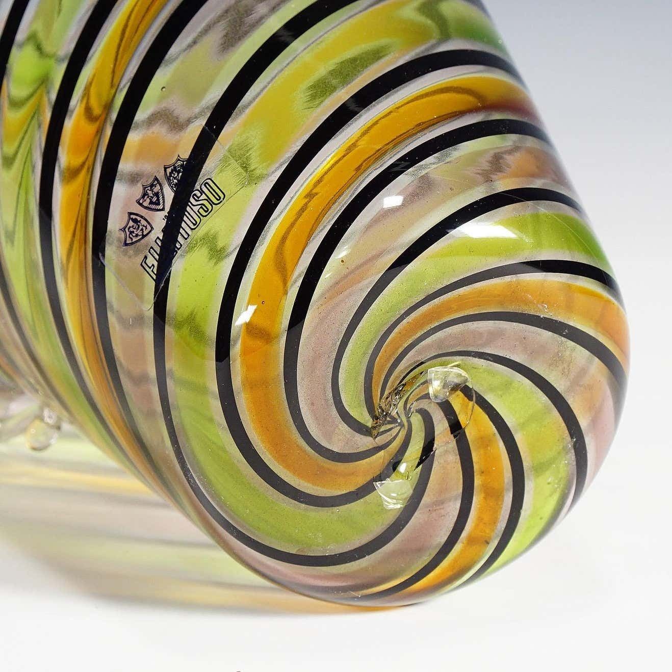 Fratelli Toso A Canne Glass Vase With Handles Murano Italy Ca 1965 photo 835.0