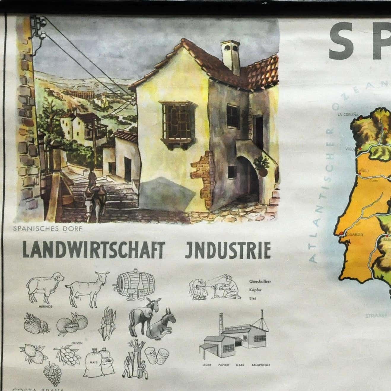 Cottagecore Wall Chart Spain Landscape Culture Souvenir Rollable Map Poster photo furniture