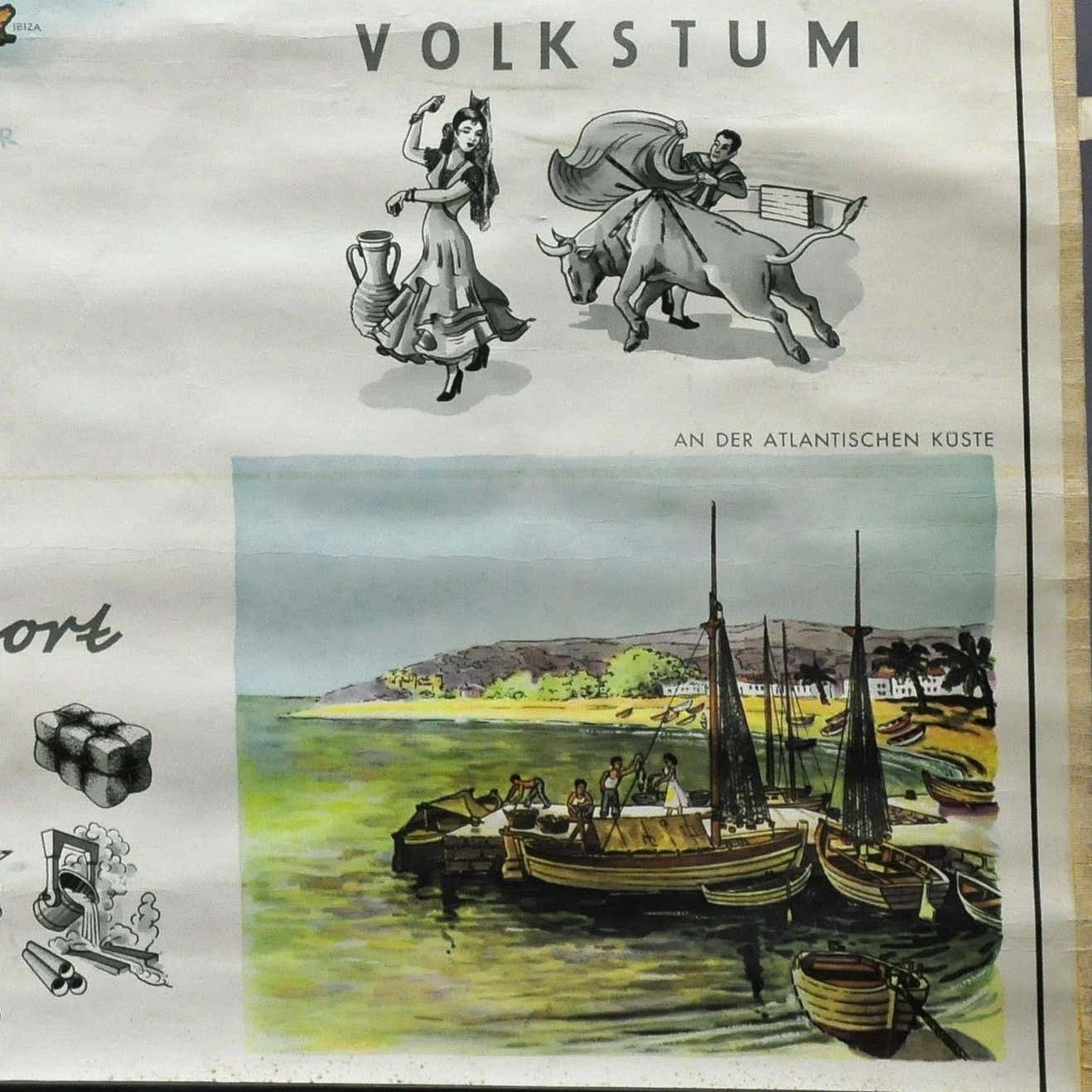 Cottagecore Wall Chart Spain Landscape Culture Souvenir Rollable Map Poster photo vinterior