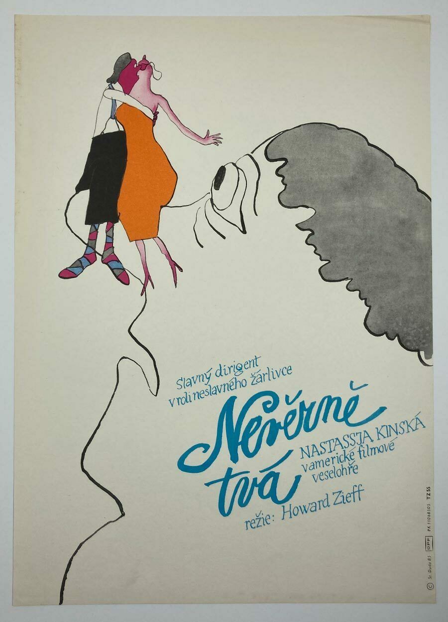 Original Film Poster, Unfaithfully Yours, Stanislav Duda, 1985, Genuine Czech Vintage Print