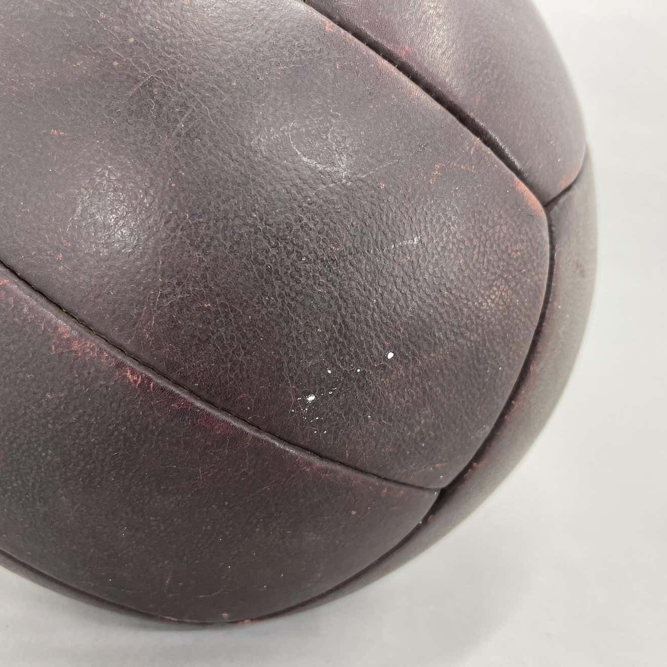Vintage Mahogany Leather Medicine Ball, 1930's photo 437.0