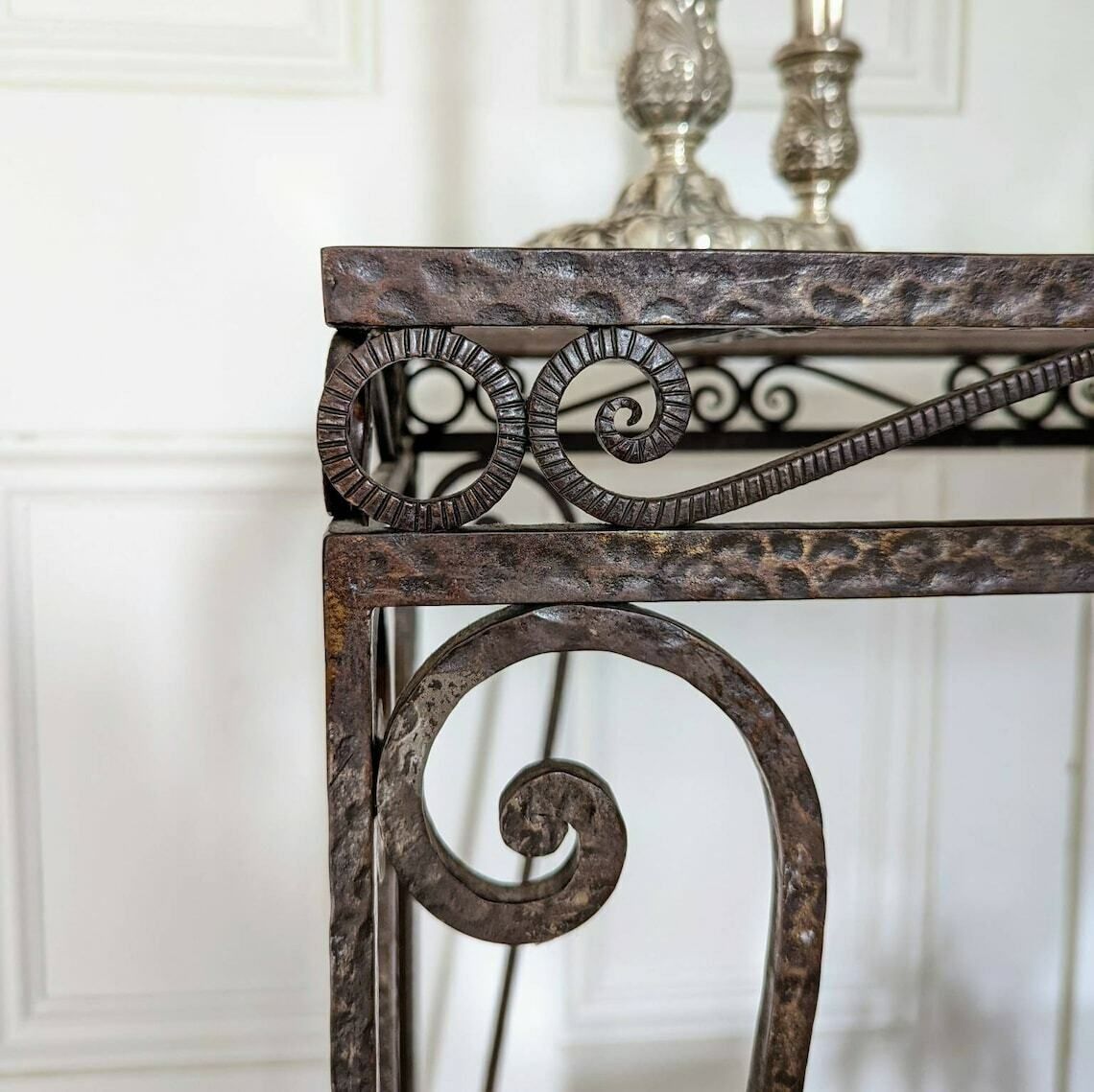 A Mid Century French Mirrored Glass And Wrought Iron Two Tier Cocktail Or Desert Trolley photo 585.0