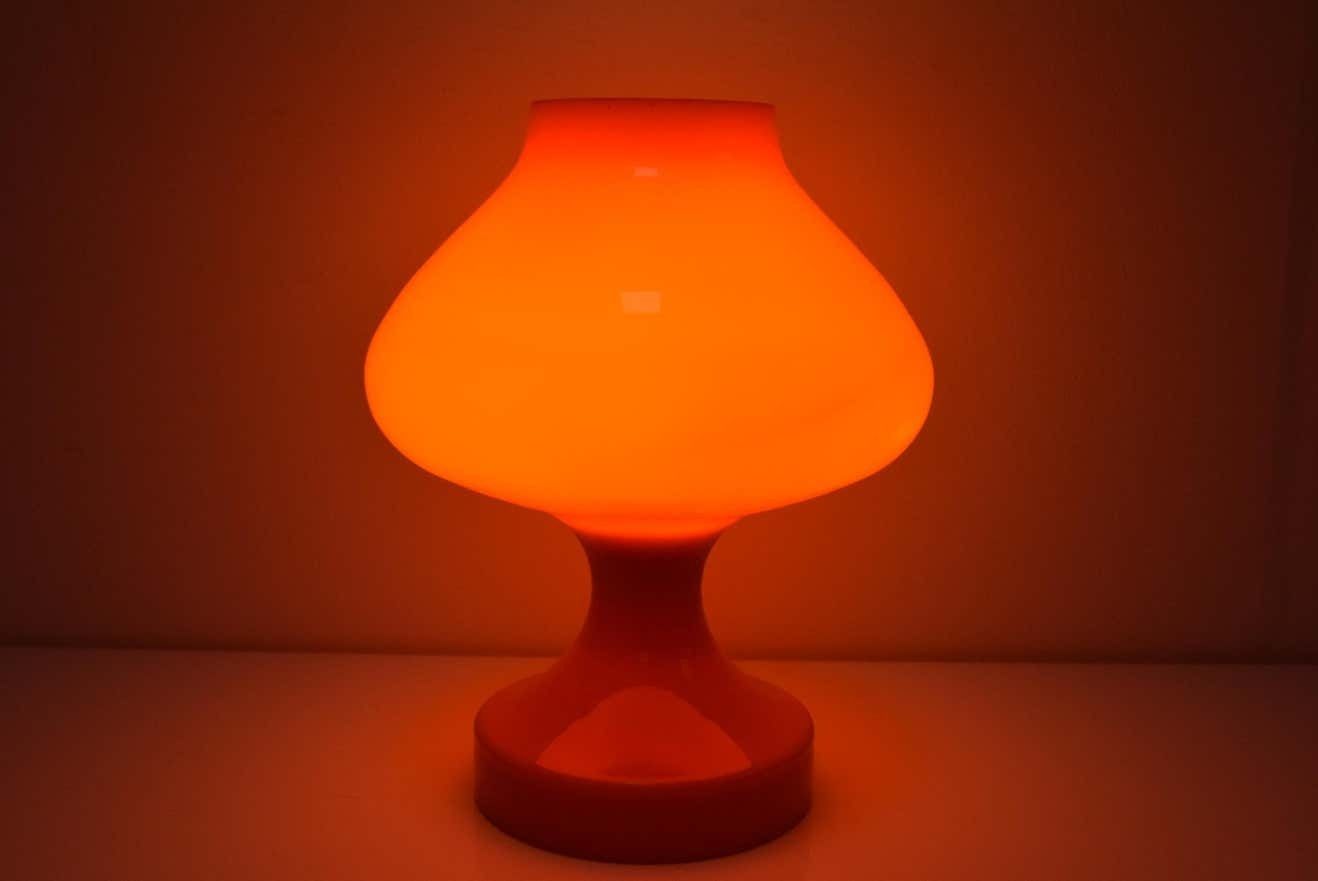 photo for sale All Glass Orange Table Lamp By Valasske Mezirici1970's