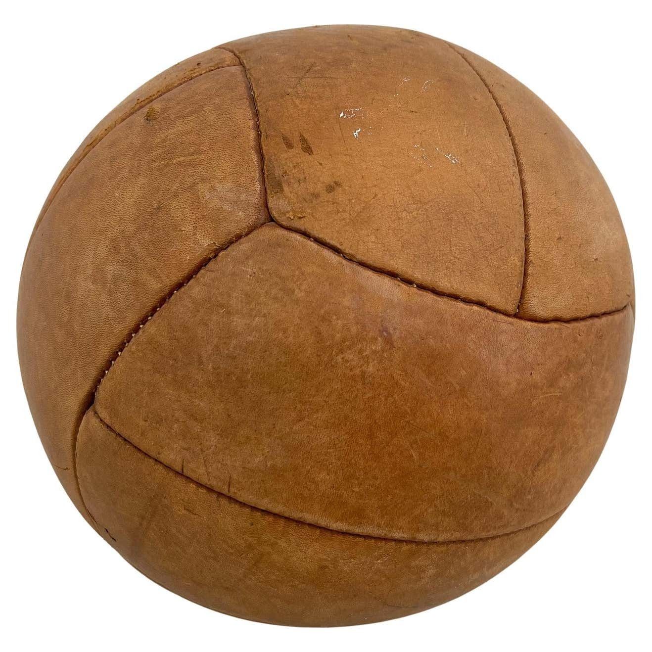 Vintage Brown Leather Medicine Ball 1930's