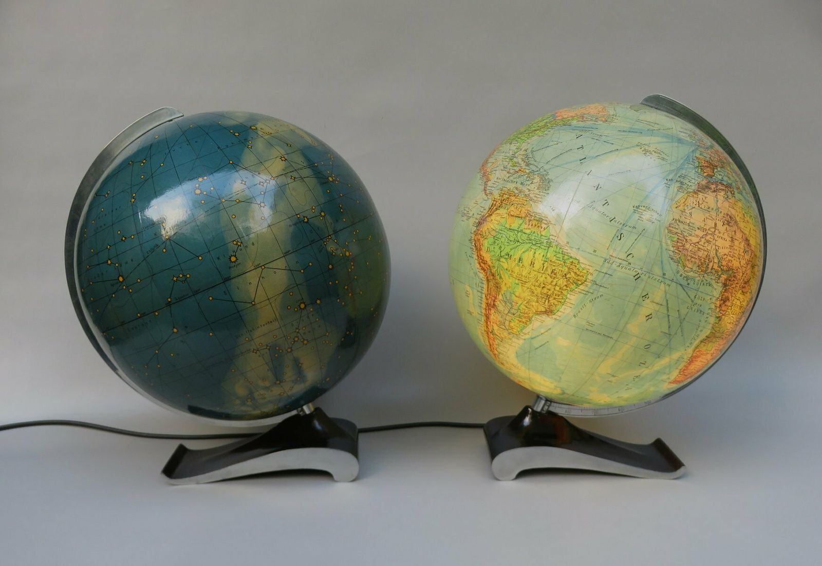 Extraordinary Globes Columbus Duo Earth Globe And Columbus Celestial Globe, 1950s, Set Of 2 photo Home Decor