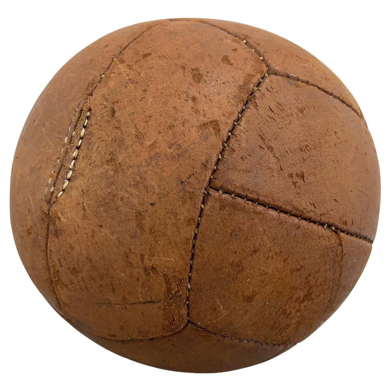 Vintage Brown Leather Medicine Ball 1930's
