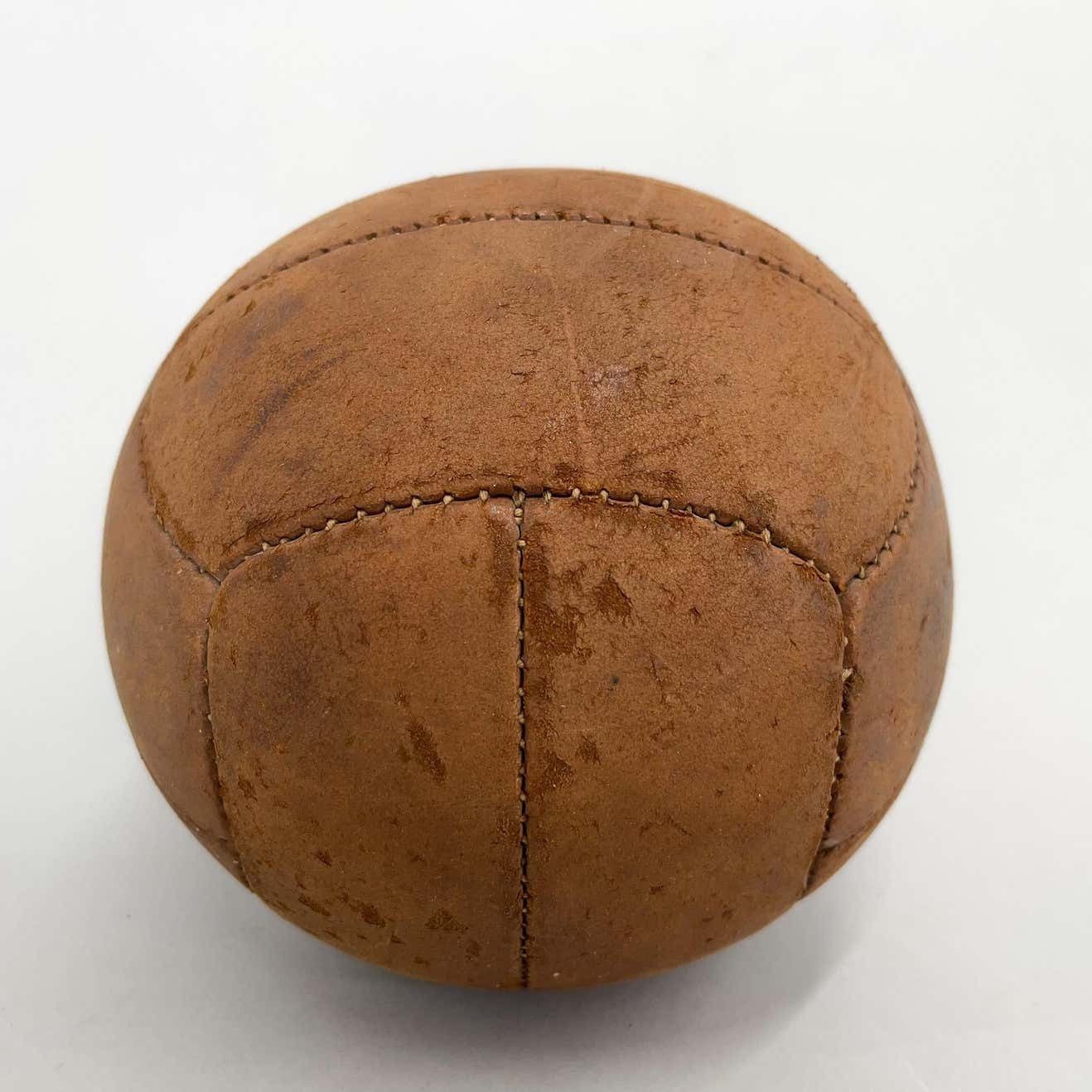 Vintage Brown Leather Medicine Ball 1930's photo furniture