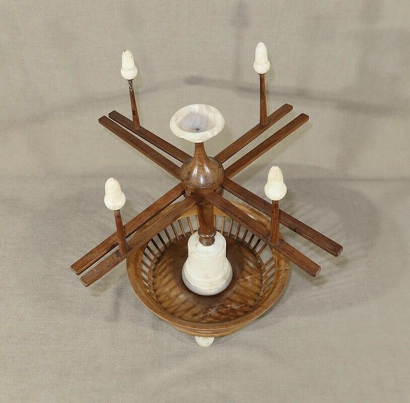 Small Wool Dispenser In Wood And Alabaster, Early 19th Century photo Home Decor