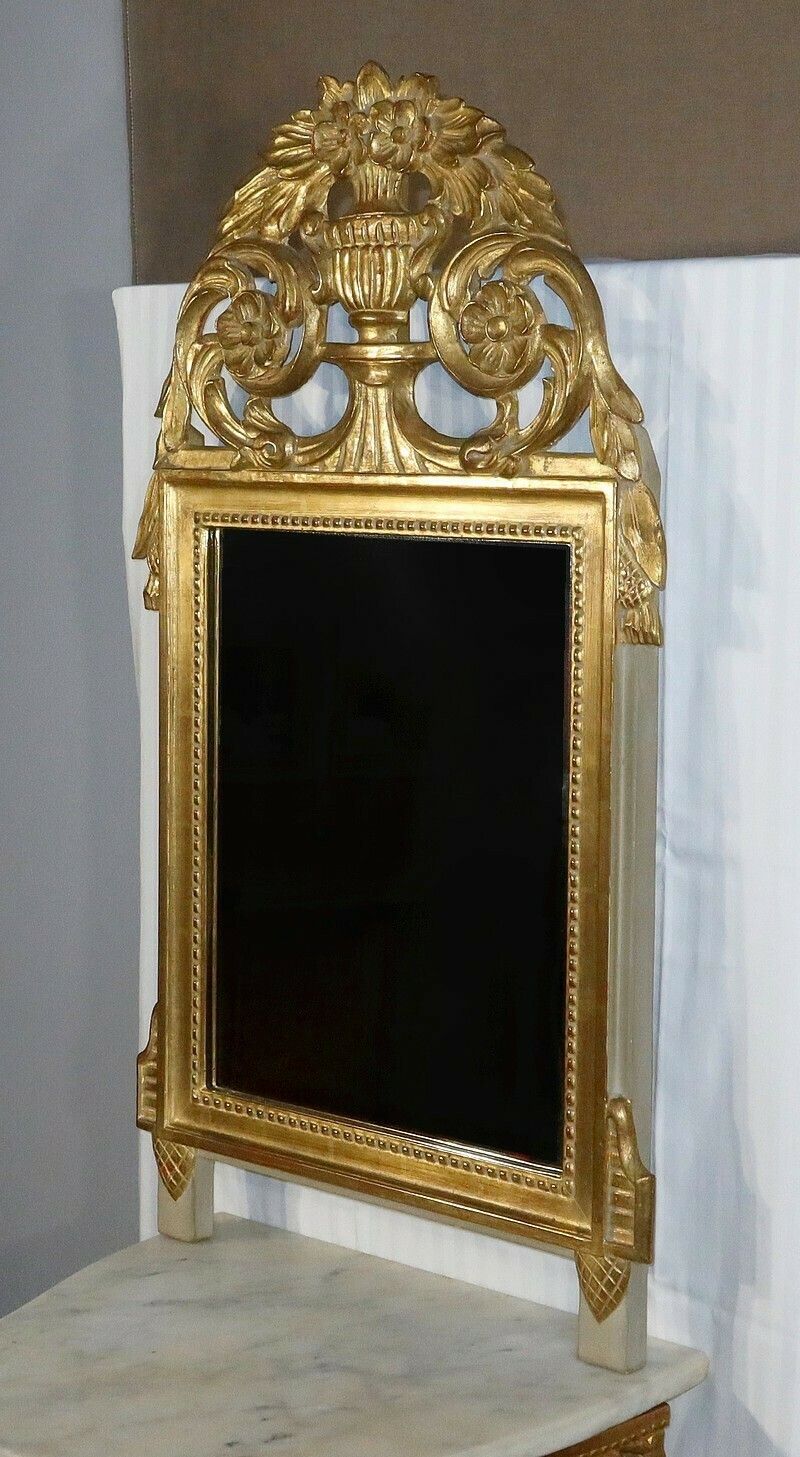 Golden Wood Mirror, Louis XVI Style, Early 20th Century photo furniture