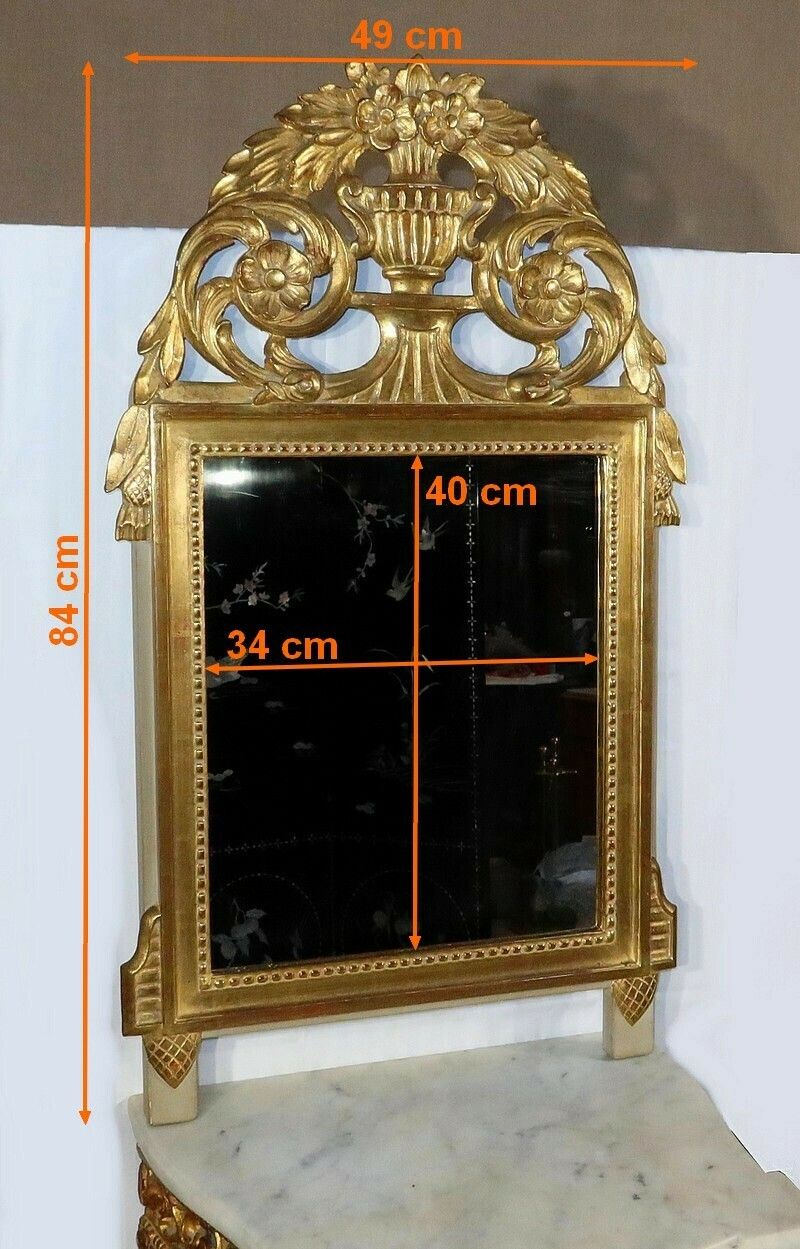 photo for sale Golden Wood Mirror, Louis XVI Style, Early 20th Century