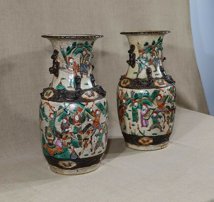 Pair Of Nanjing Porcelain Vases, China, Late 19th Century photo furniture