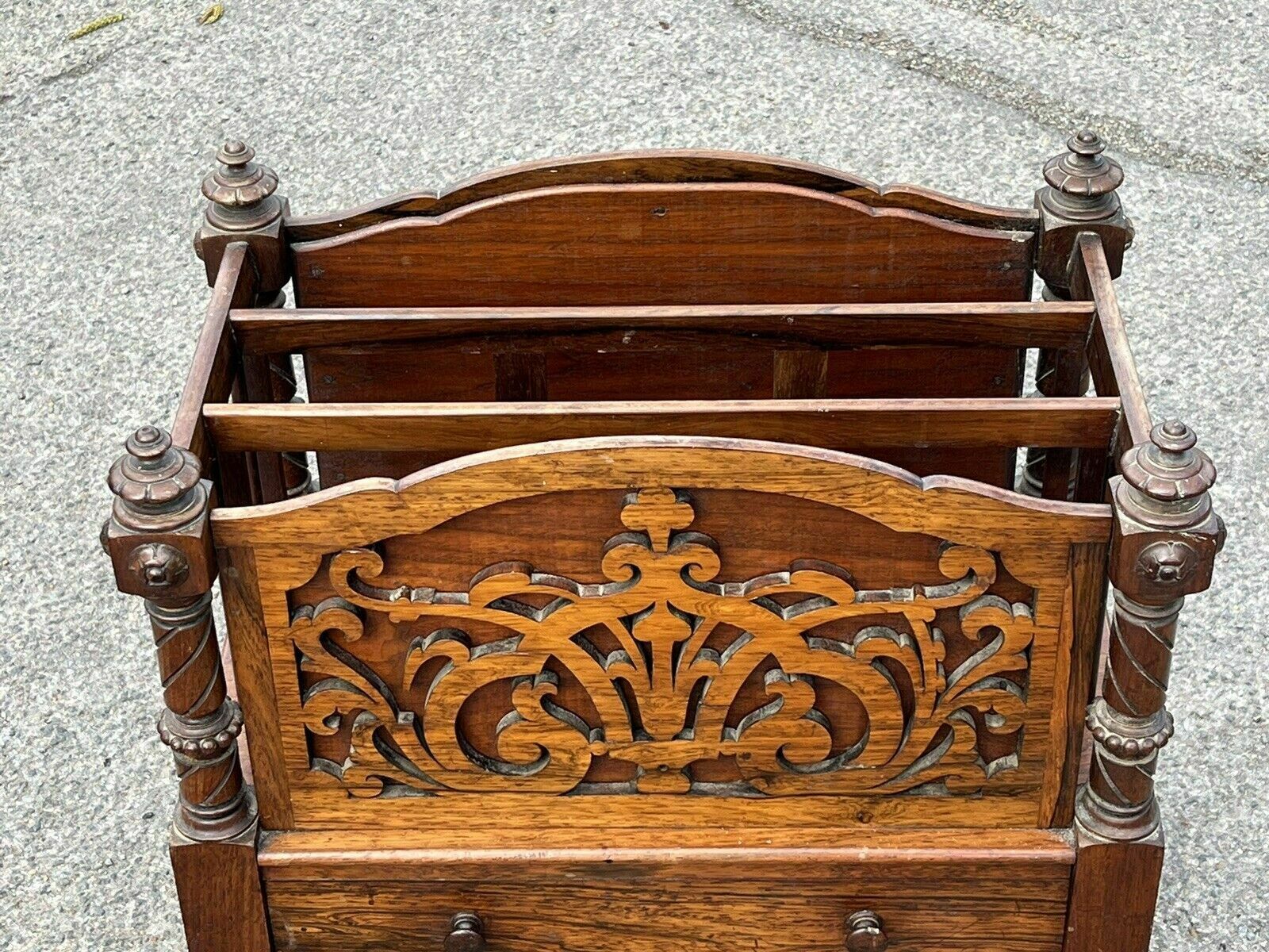 Victorian Rosewood Canterbury Magazine Rack With Drawer photo buy