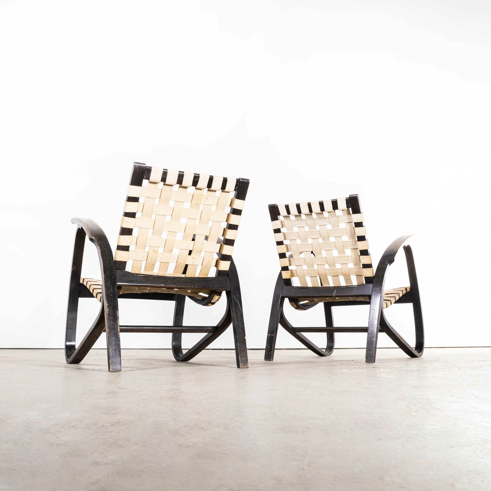 1930’s Pair Of Webbed Bentwood Armchairs By Jan Vanek photo Furniture