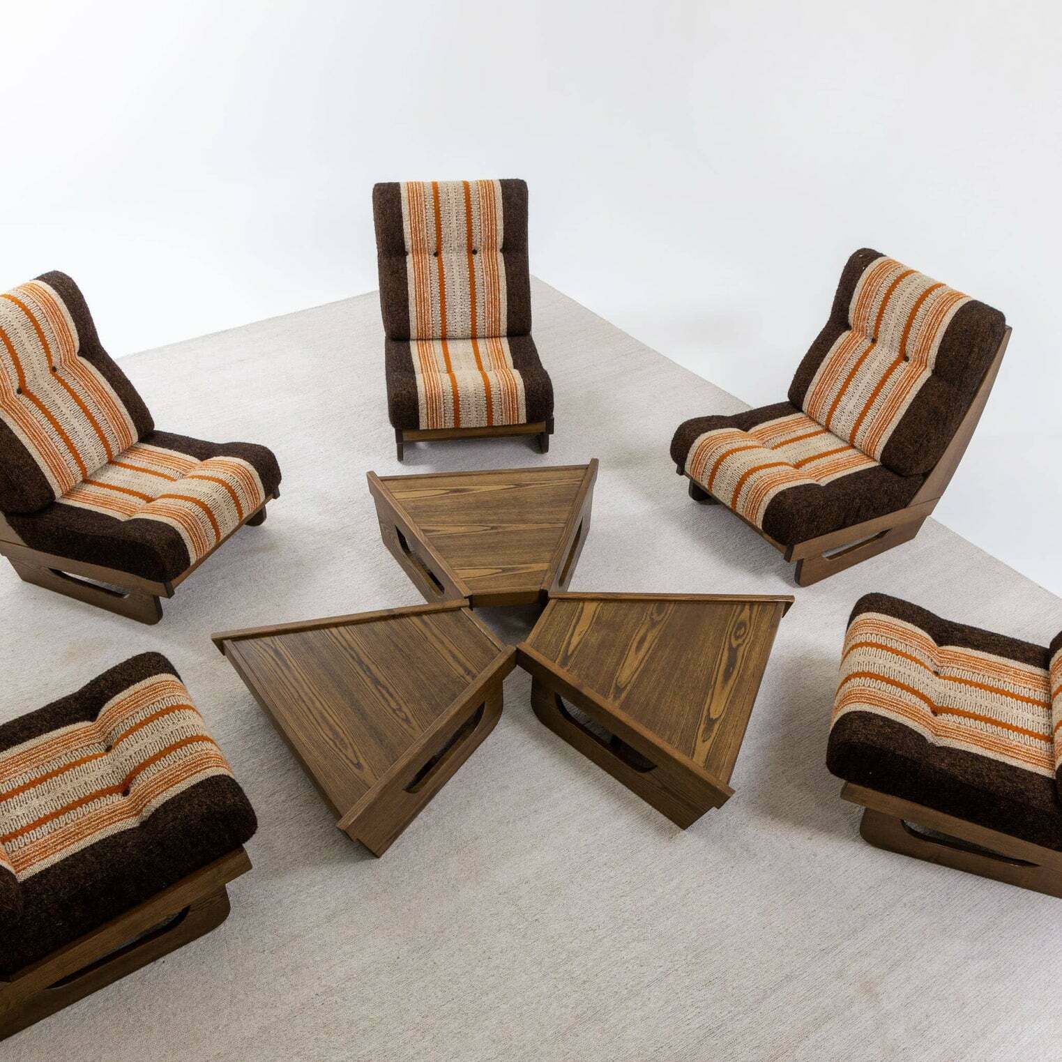 Furniture Modular Seating Group With Five Lounge Chairs, Italy 1950s photo