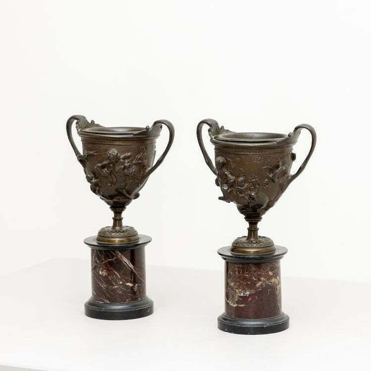 Bronze Tazzas After A Pompeian Antique, Italy 19th Century photo furniture