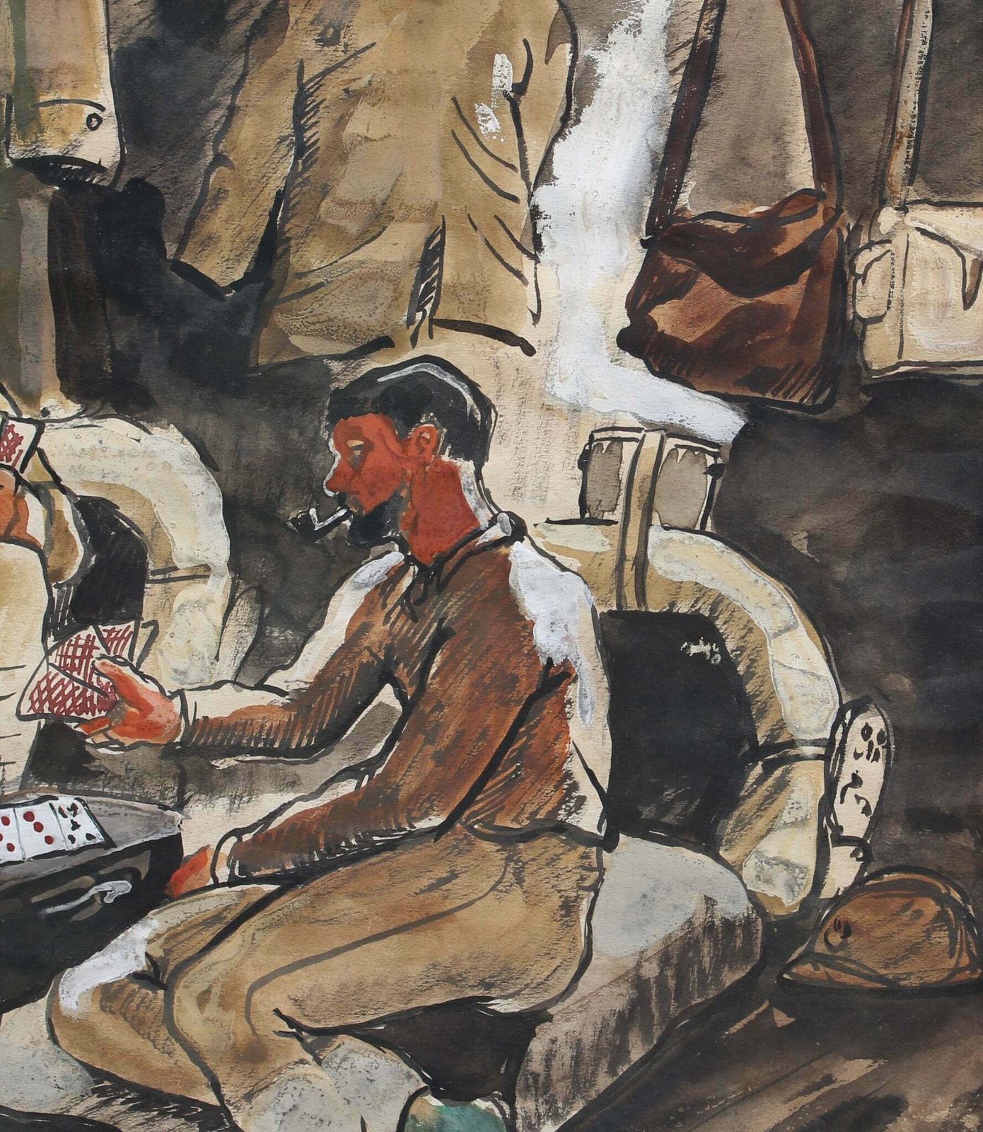 photo for sale 'Soldiers Playing Cards' By Yves Brayer (1939)