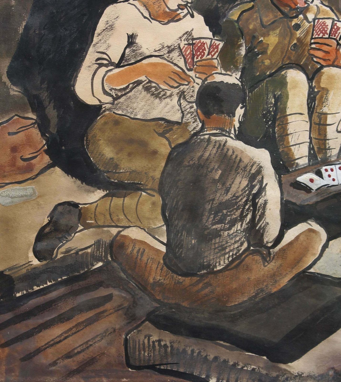 3250.0 'Soldiers Playing Cards' By Yves Brayer (1939) photo
