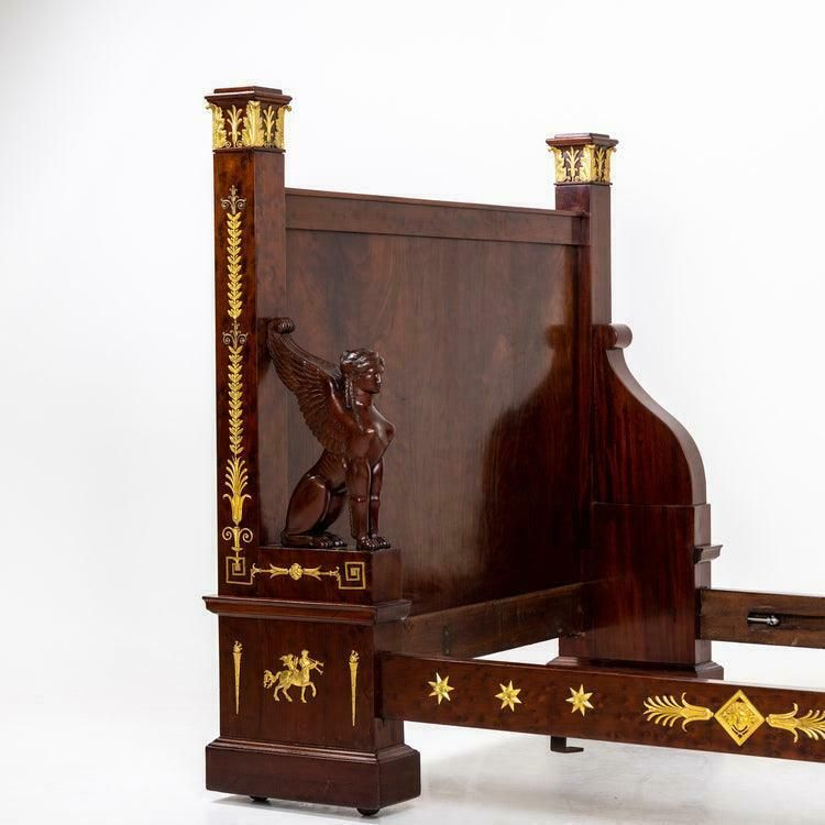 Empire Bed With Winged Caryatids And Firegilt Bronze Applications, France Circa 1815/20 photo furniture