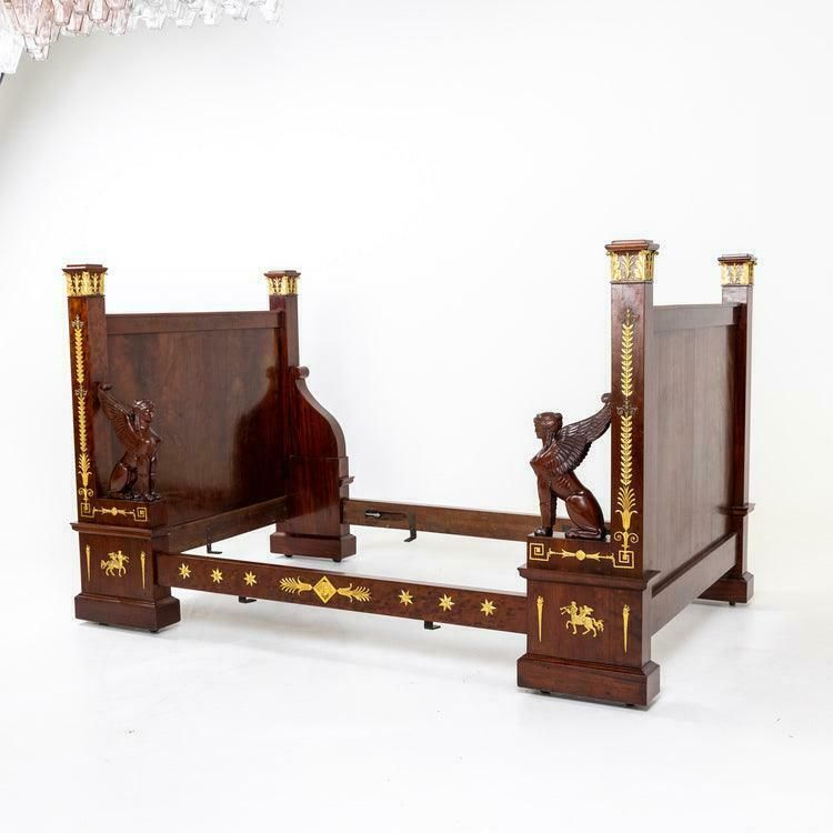 Empire Bed With Winged Caryatids And Firegilt Bronze Applications, France Circa 1815/20 photo for sale