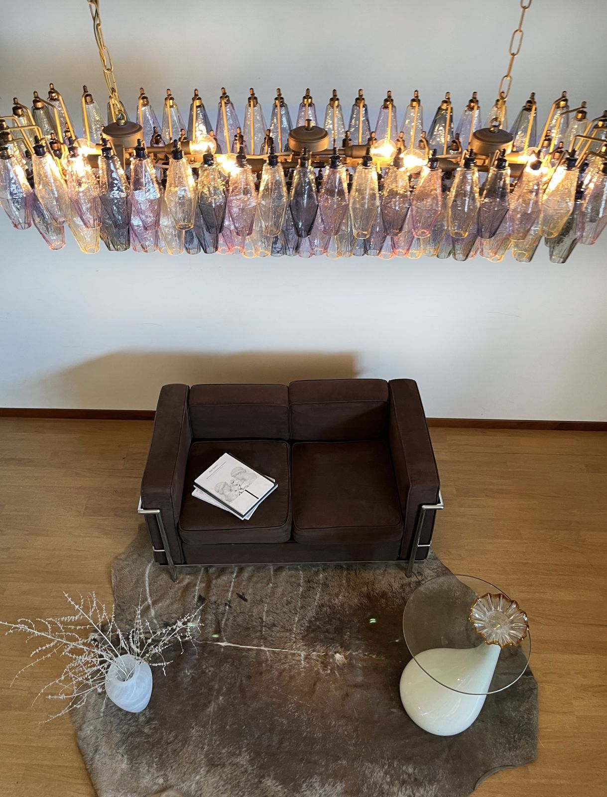 Elegant Murano Poliedri Chandelier   Carlo Scarpa   138 Multicolored Glasses photo for sale