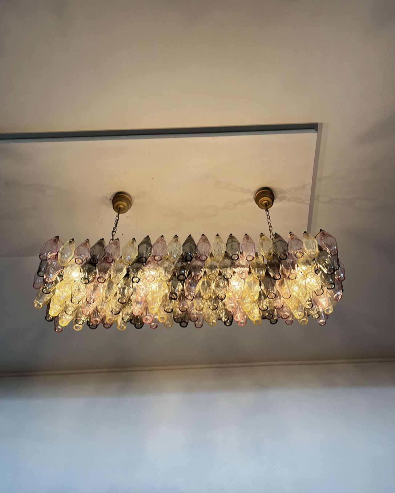 photo for sale Elegant Murano Poliedri Chandelier   Carlo Scarpa   138 Multicolored Glasses