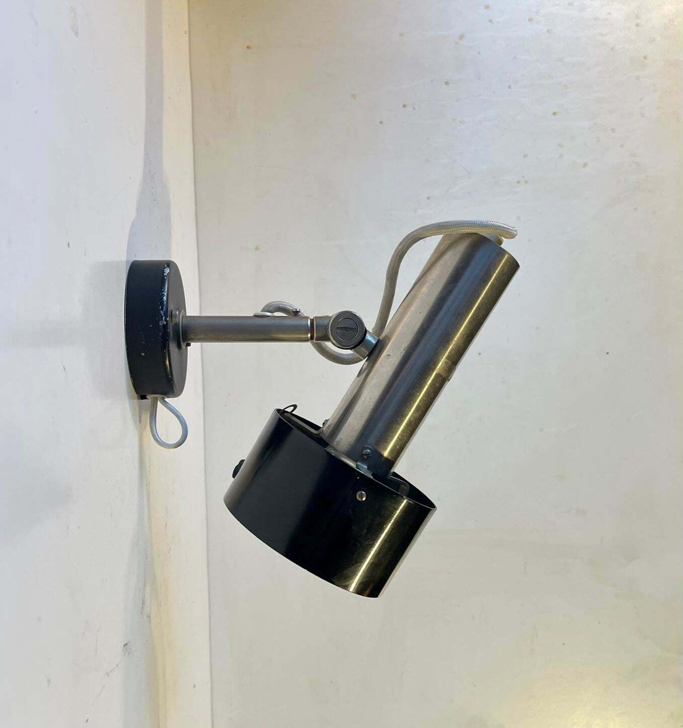 Scandinavian Industrial Steel Wall Light By Nordisk Solar, 1970s photo buy