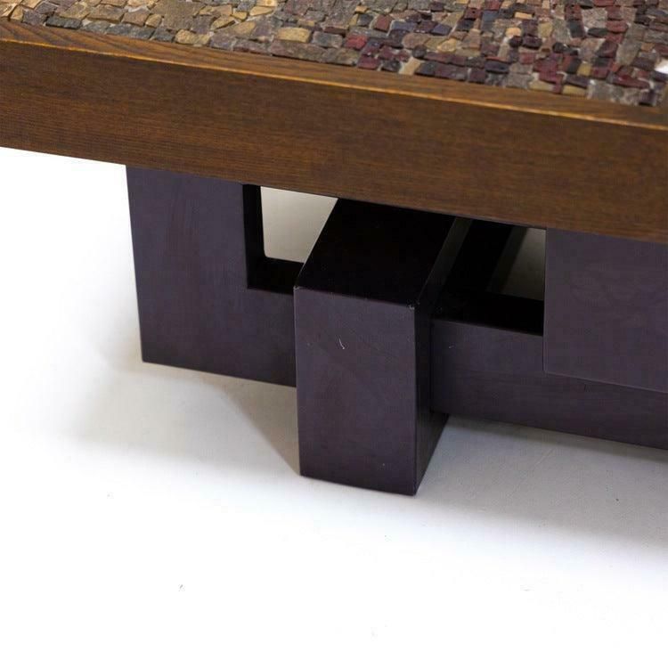 photo vintage Coffee Table With Stone Mosaic, Probably Italy, Mid 20th Century