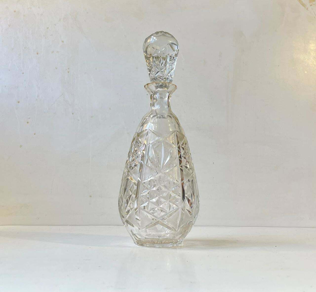 French Midcentury Cut Crystal Decanter From Cristal De Lorraine, 1950s photo for sale