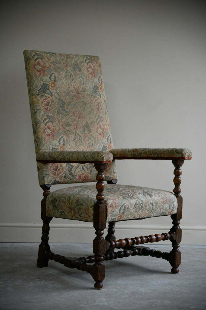 Early 20th Century Upholstered Carver Chair photo for sale