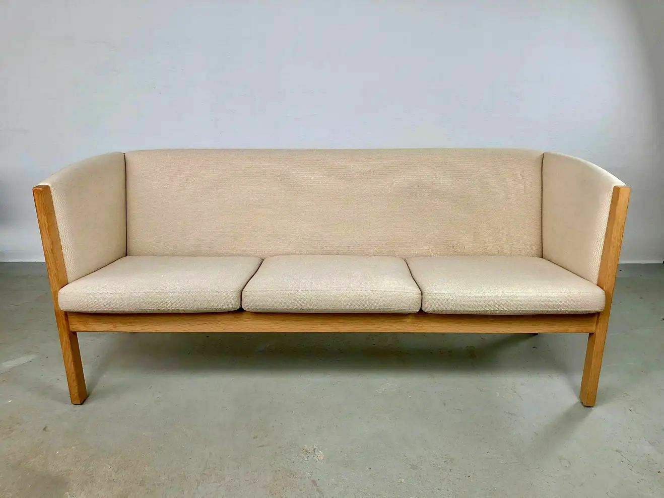 Danish Hans J. Wegner Three Seat Sofa In Oak And Fabric By Getama photo furniture