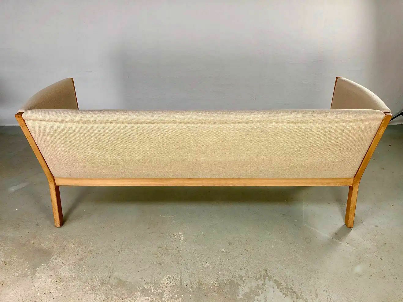 Danish Hans J. Wegner Three Seat Sofa In Oak And Fabric By Getama photo Furniture