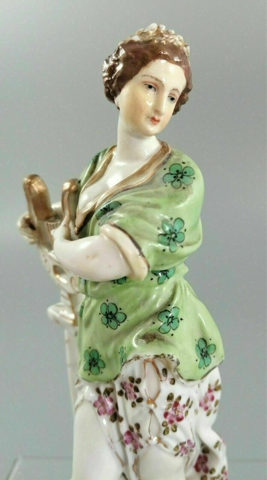 Antique Triebner Ens & Eckert , Volkstedt , Porcelain Figurine Of A Muse Holding photo for sale