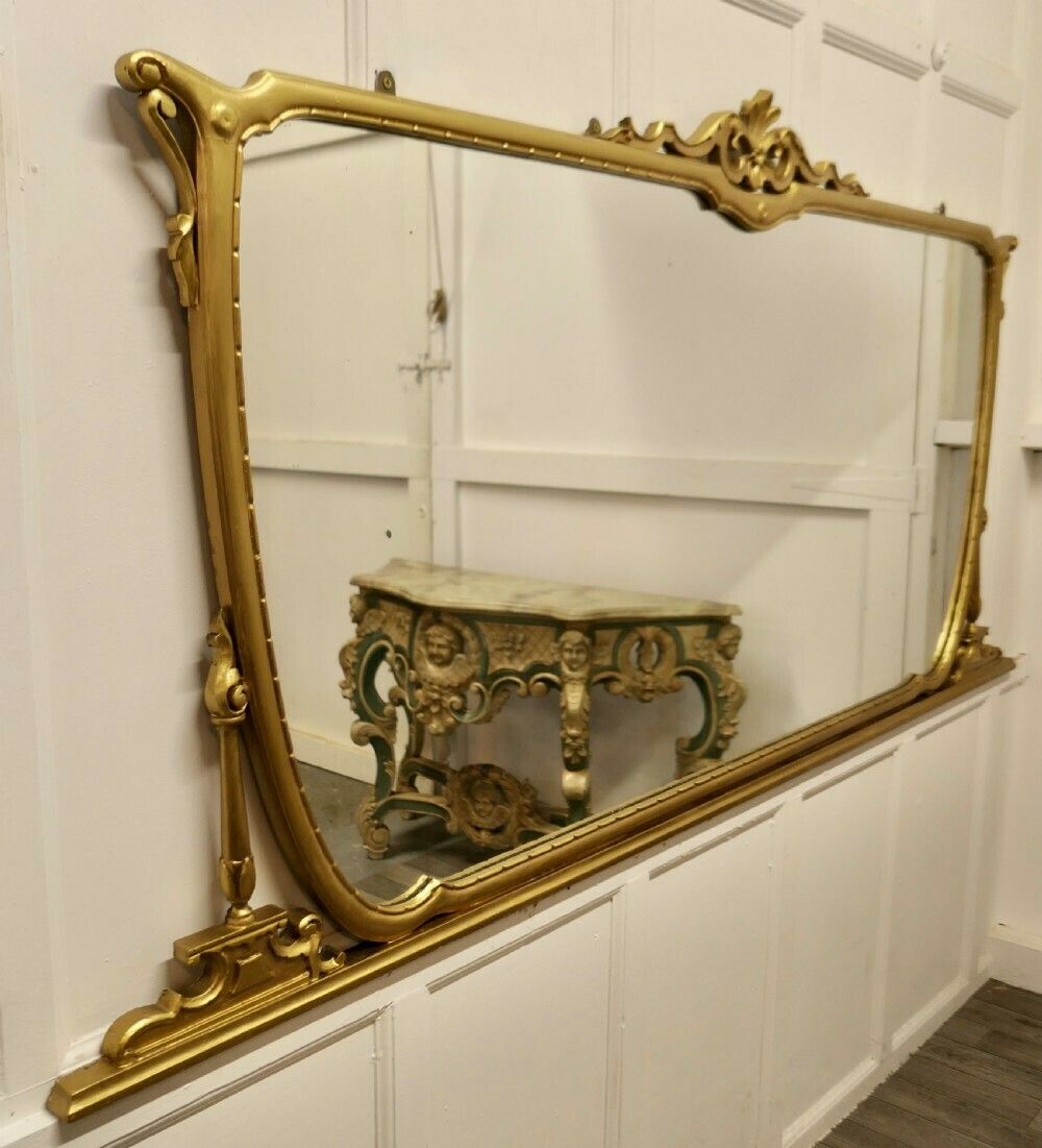 A Very Large Art Nouveau Gilt Over Mantle Mirror photo furniture